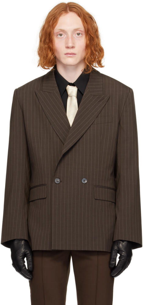 Ernest W. Baker Brown Pinstripe Blazer Cover