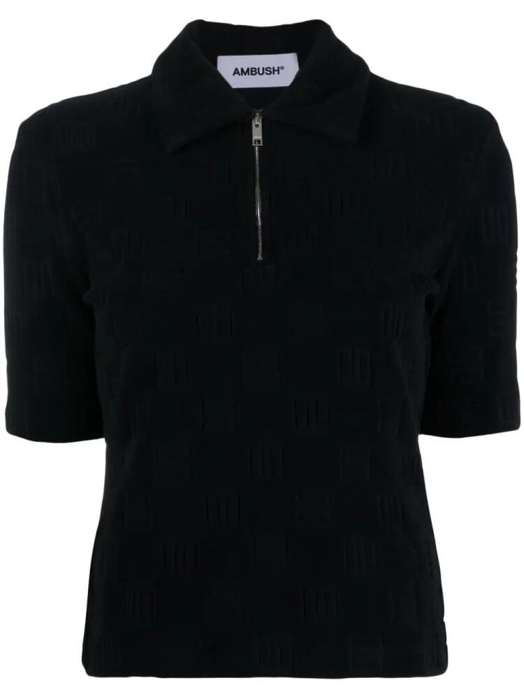 AMBUSH monogram zip-up polo top - Black Cover