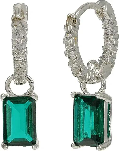 Lauren Ralph Lauren Baguette Huggie Earrings (Gold/Green/Crystal) Earring Cover