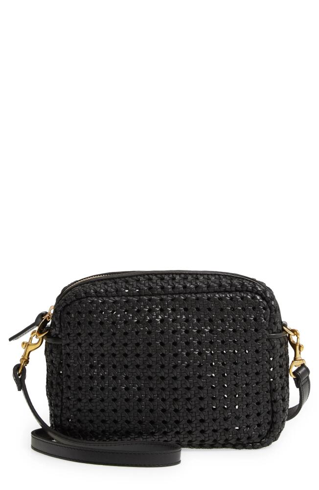 Clare V. Midi Sac Woven Leather Crossbody Bag in Black Rattan Cover