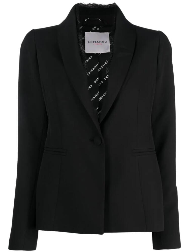 ERMANNO FIRENZE lace-trim single-breasted blazer - Black Cover