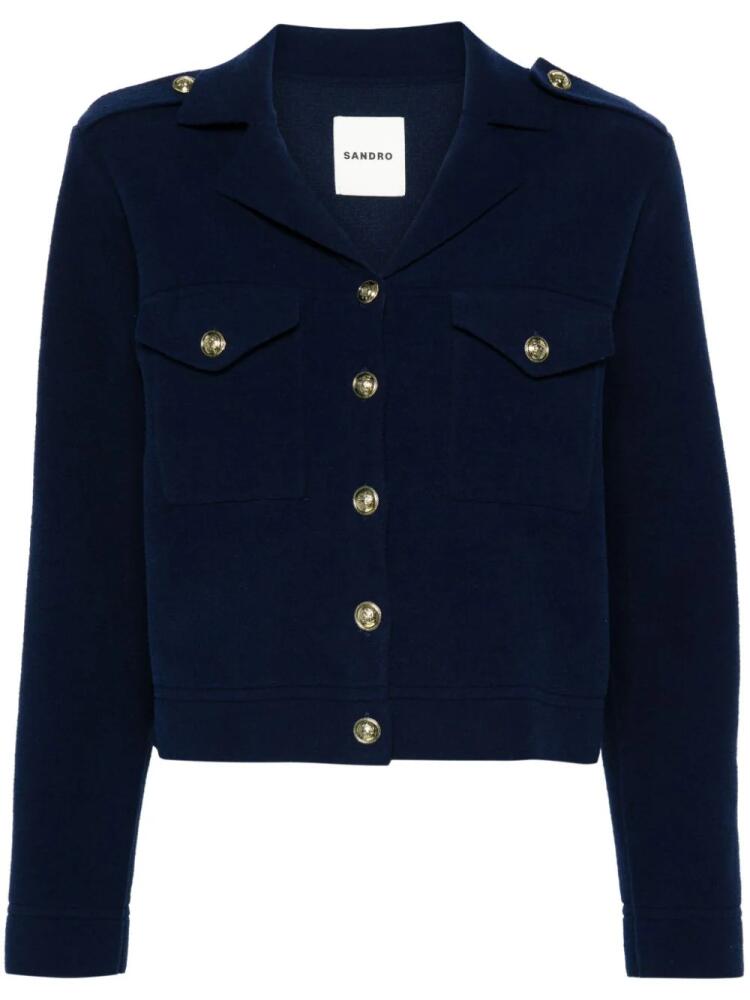 SANDRO notched-lapels fleece blazer - Blue Cover