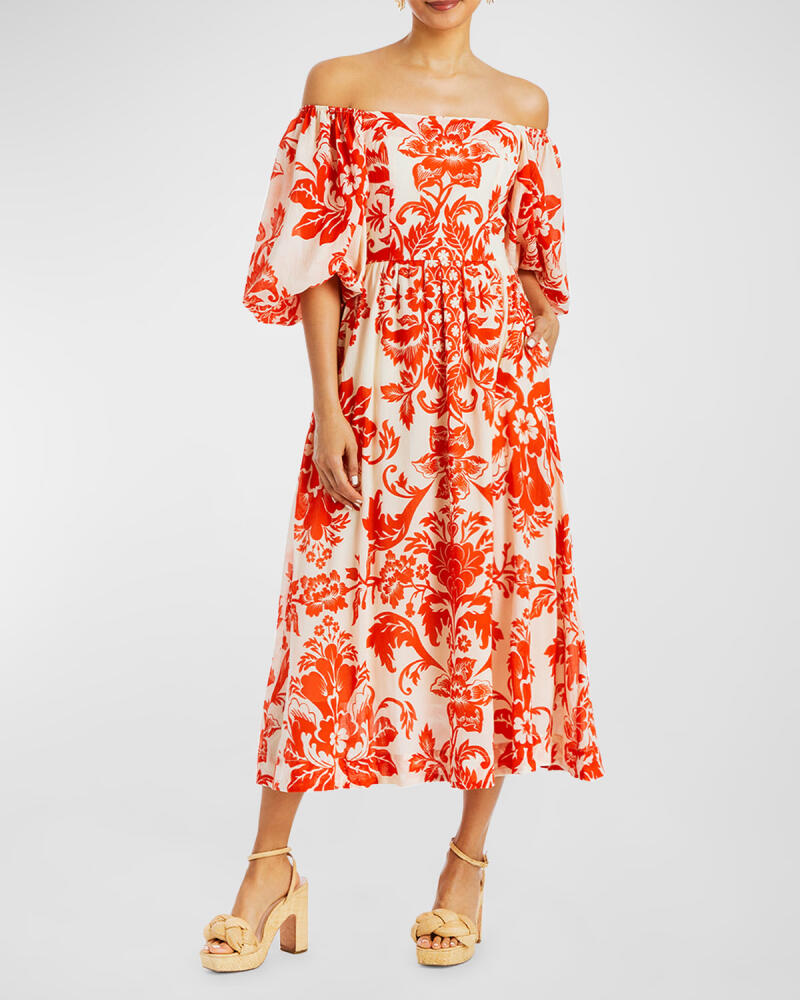 Mestiza New York Delphine Floral-Print Cotton Midi Dress Cover