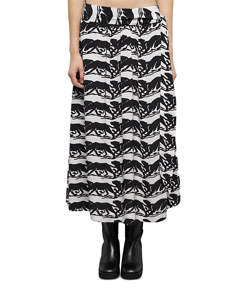 The Kooples Wild Panther Print Midi Skirt Cover