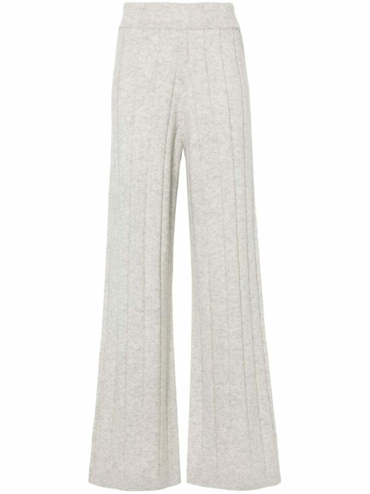 Allude mélange ribbed wide-leg trousers - Grey Cover