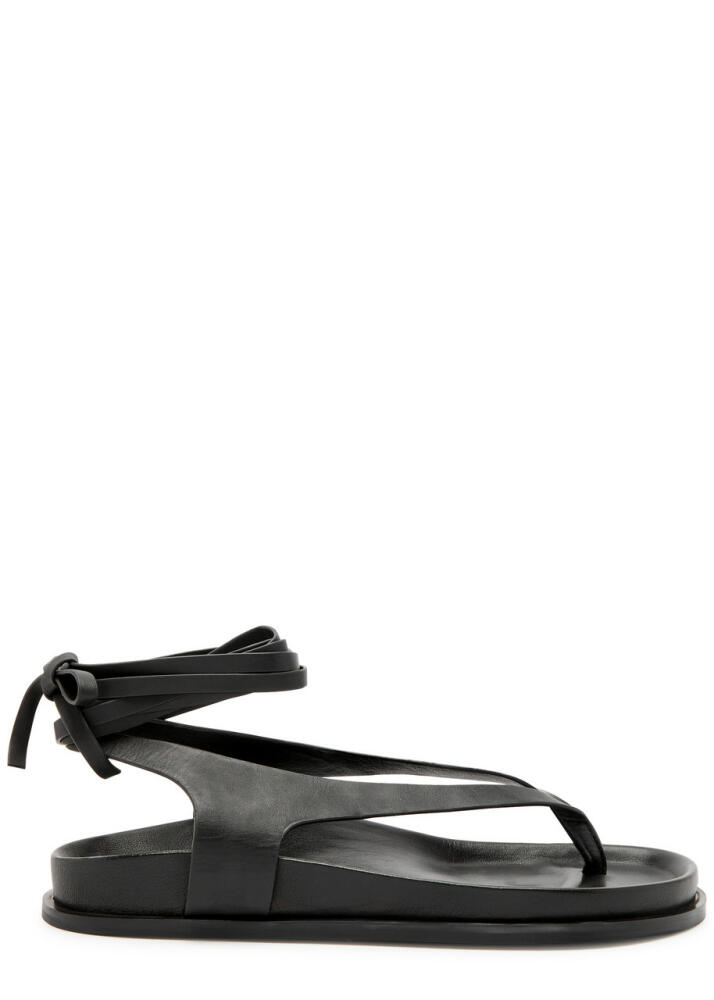 A.emery Shel Lace-up Leather Thong Sandals - Black Cover