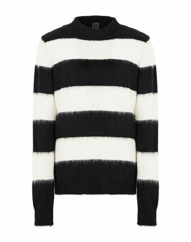 8 By Yoox Striped Brushed Crew-neck Man Sweater Black Acrylic, Polyamide, Viscose, Wool Cover