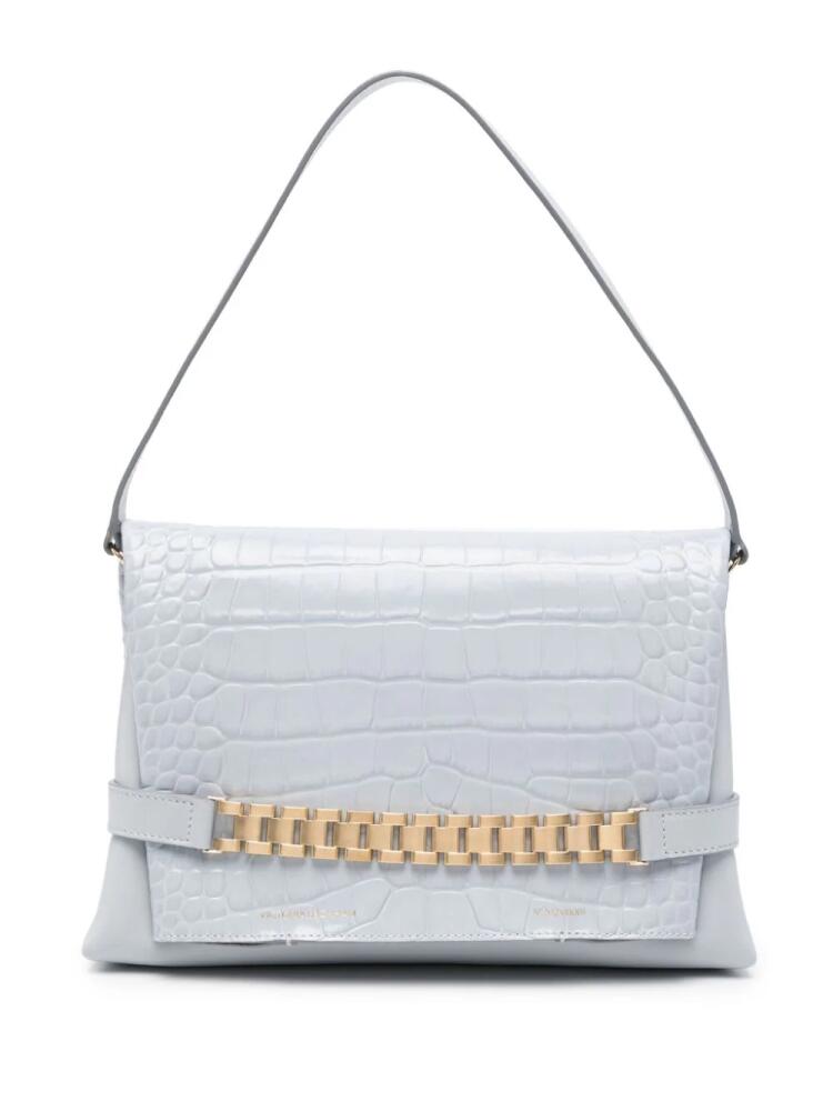 Victoria Beckham Chain crocodile-effect tote bag - Grey Cover