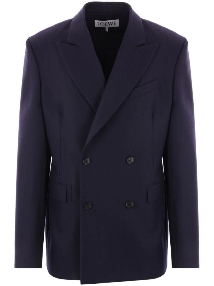 LOEWE wool double-breasted blazer - Blue Cover