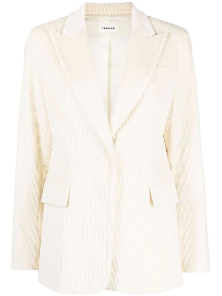 P.A.R.O.S.H. peak-lapels corduroy blazer - Neutrals Cover