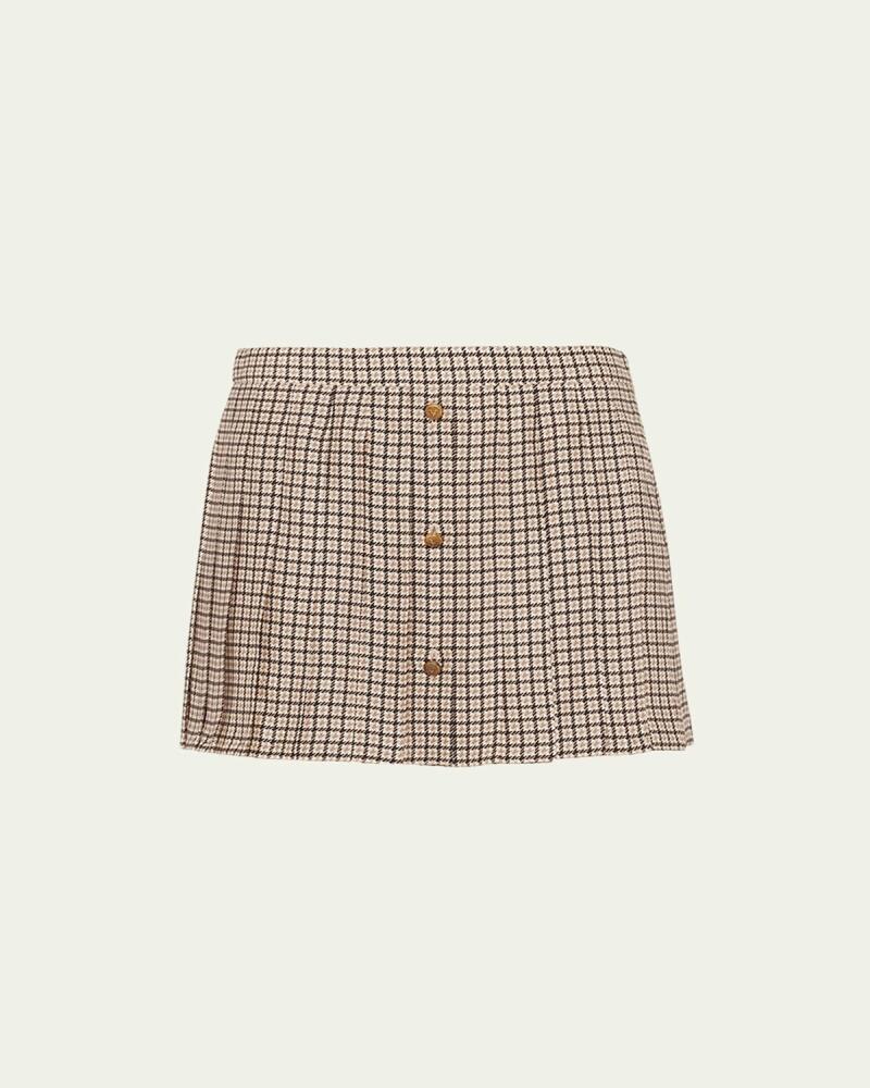 Prada Quadretto Pleated Mini Skirt Cover