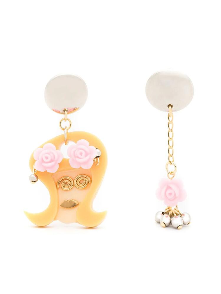 Amir Slama floral-appliqué asymmetric earrings - Gold Cover