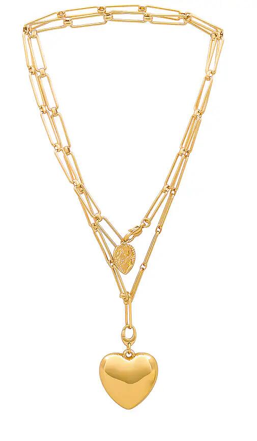 Jenny Bird X Revolve Puffy Heart Chain Necklace in Metallic Gold Cover