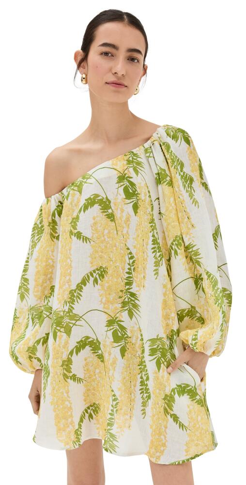 Bernadette Raquel Printed Linen Short Dress Wisteria/Small/Yellow on White Cover