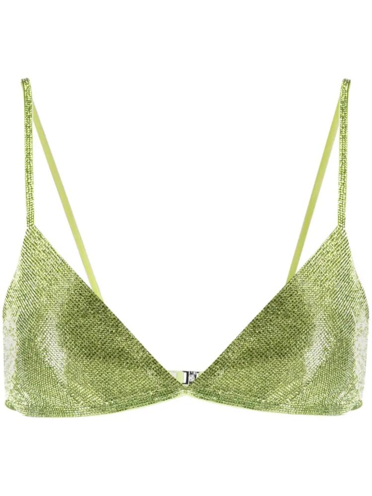 Nuè rhinestone embellished triangle bra top - Green Cover