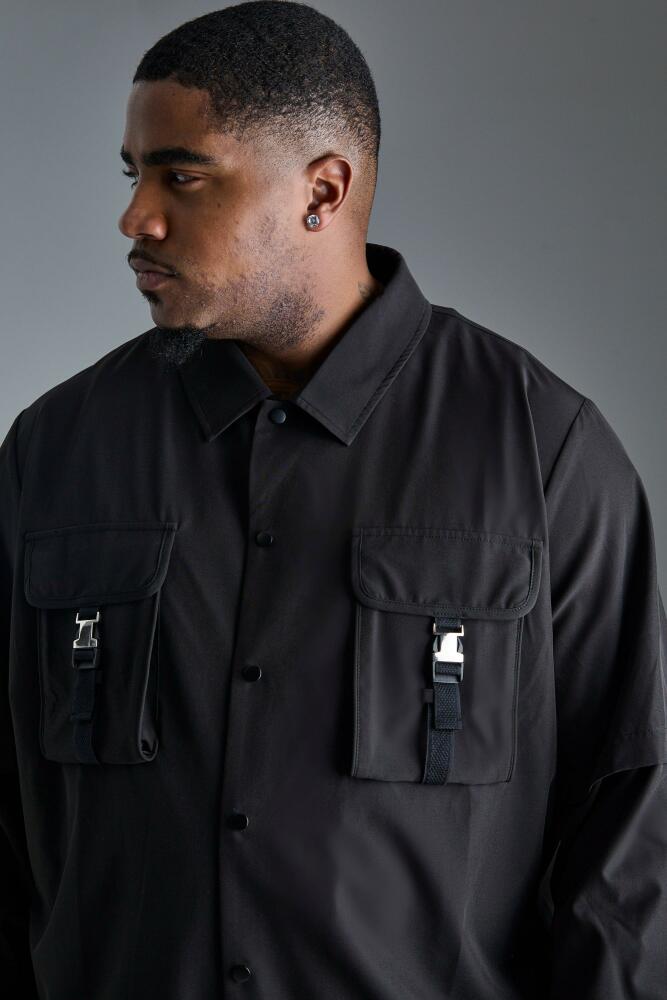 Mens Plus Technical Stretch Harrington Utility Jacket - Black Cover