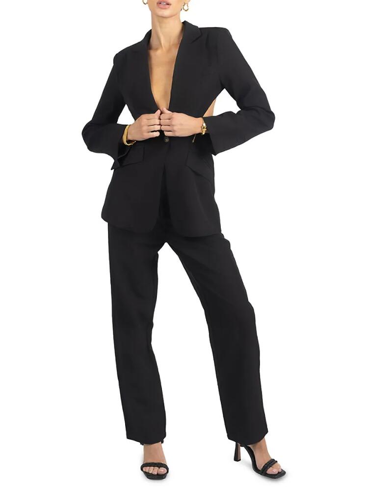 AKALIA Women's Cutout Blazer - Black Cover