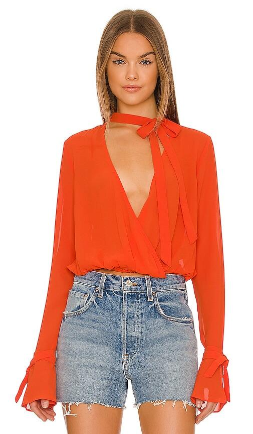 House of Harlow 1960 x REVOLVE Joli Tie Cuff Blouse in Red Cover