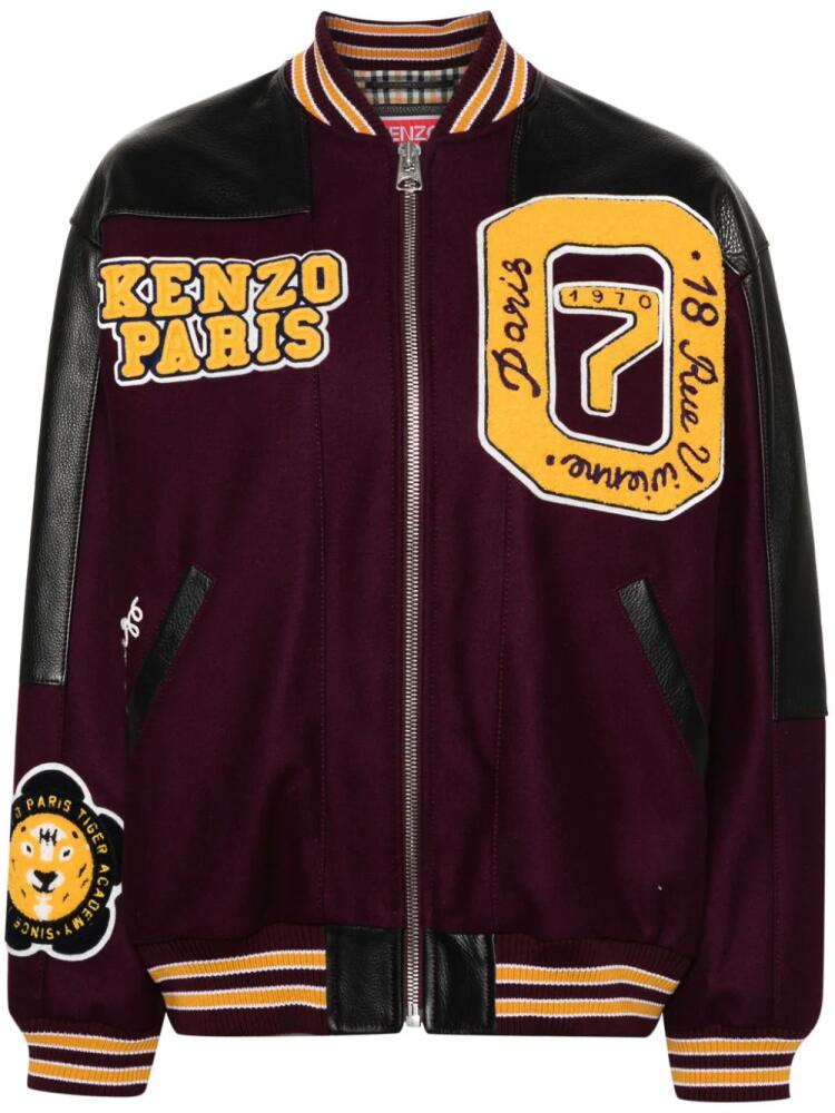 Kenzo Tiger Academy-appliqué varsity jacket - Purple Cover