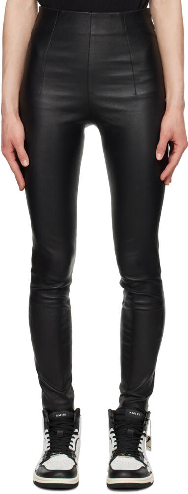 AMIRI Black Zip Vent Leather Leggings Cover