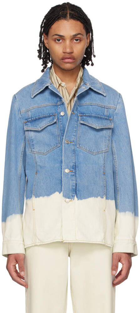 Dries Van Noten SSENSE Exclusive White & Blue Denim Jacket Cover