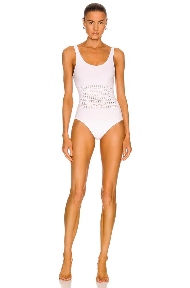 ALAÏA Corset Seamless One Piece Swimsuit in White Cover