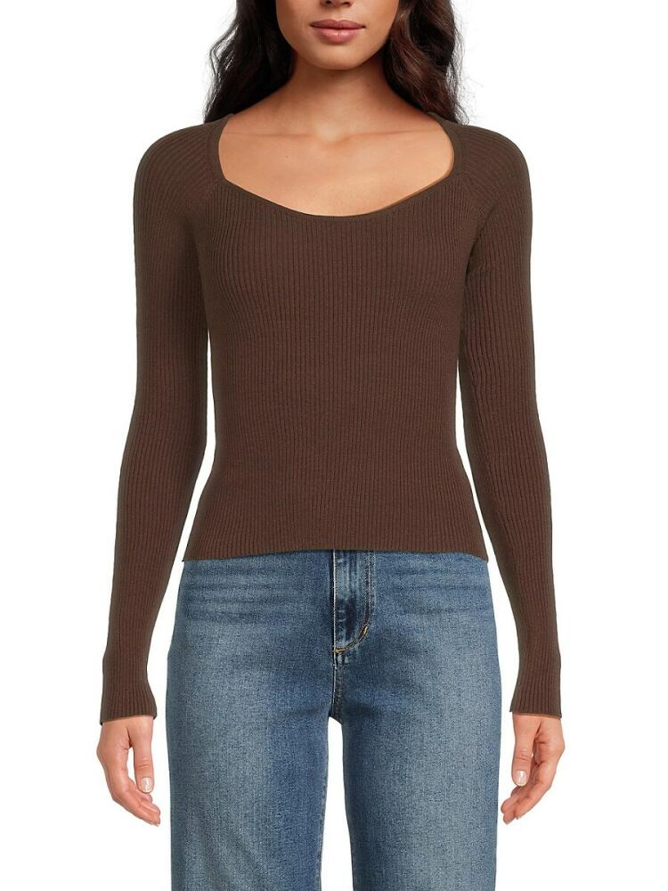 Lea & Viola Women's Ribbed Long Sleeve Top - Chocolate Cover