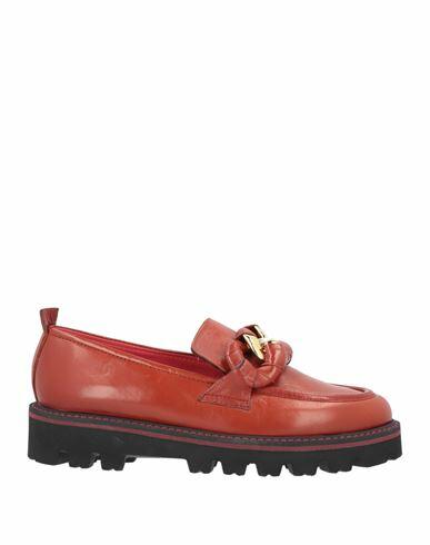 Pas De Rouge Woman Loafers Brick red Soft Leather Cover