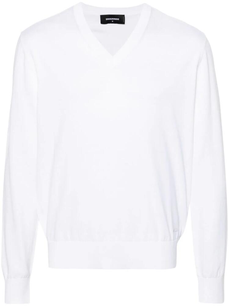 DSQUARED2 V-neck cotton jumper - White Cover