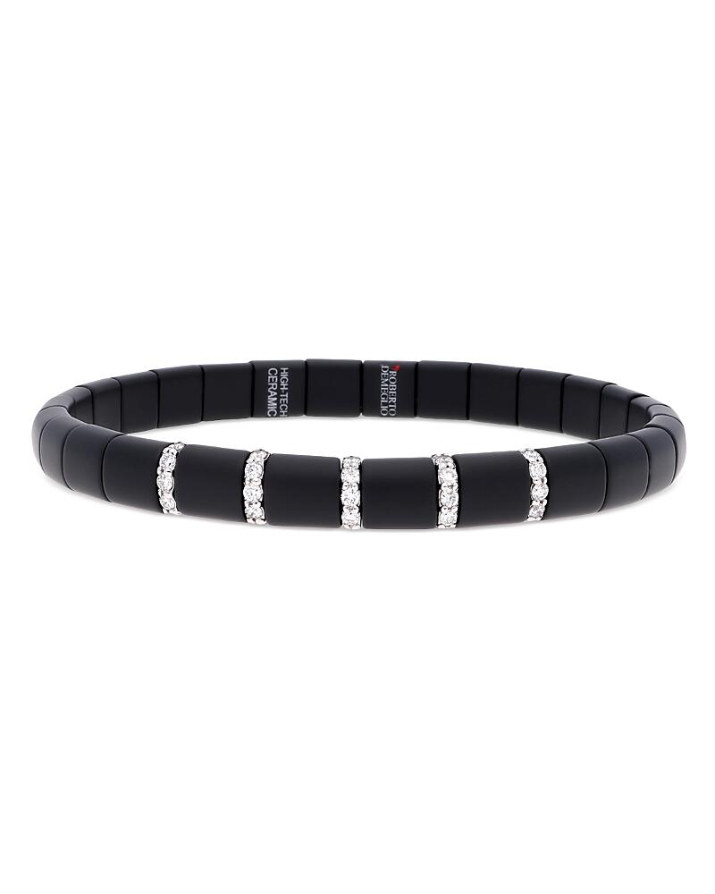 Roberto Demeglio 18K White Gold & Black Ceramic Diamond Bar Bracelet Cover