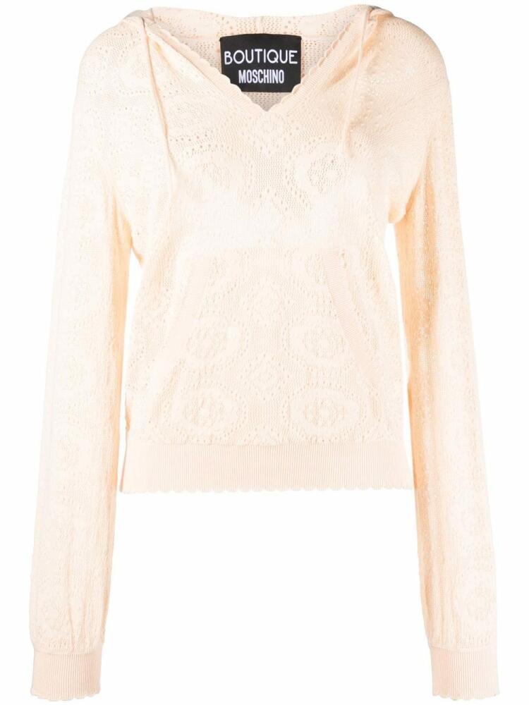 Boutique Moschino pattern-knit hoodie - Neutrals Cover