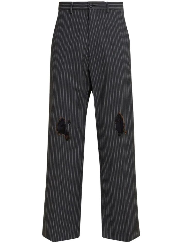 Marni distressed-effect striped trousers - Black Cover