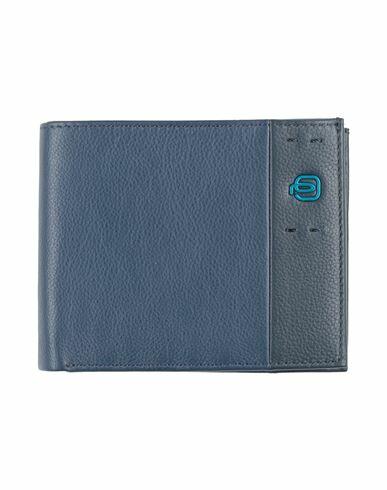 Piquadro Man Wallet Midnight blue Cow leather, Metal Cover