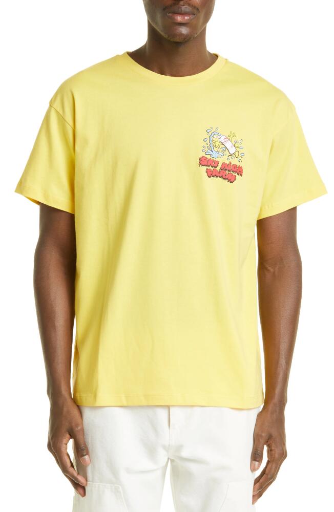 Sky High Farm Workwear Flatbrush Organic Cotton Graphic T-Shirt in Yellow Cover