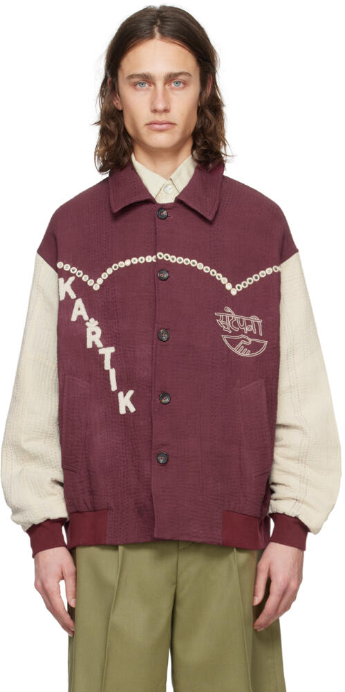 Kartik Research Burgundy & Off-White Varsity Jacket Cover