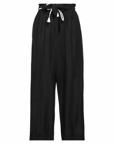 Mdm Mademoiselle Du Monde Woman Pants Black Viscose, Linen Cover