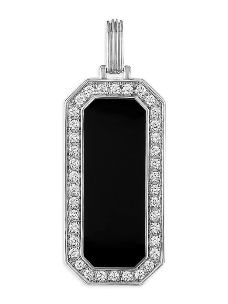 Esquire Men's Sterling Silver, Black Ip & Cubic Zirconia Pendant Necklace Cover