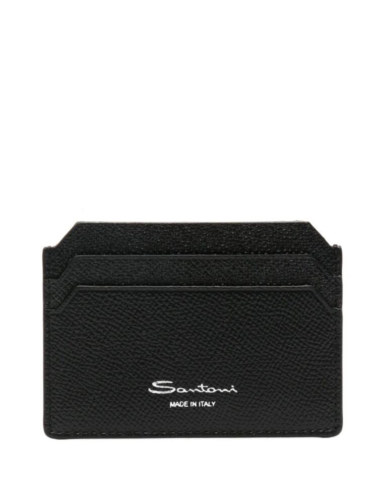 Santoni logo-stamp leather cardholder - Black Cover