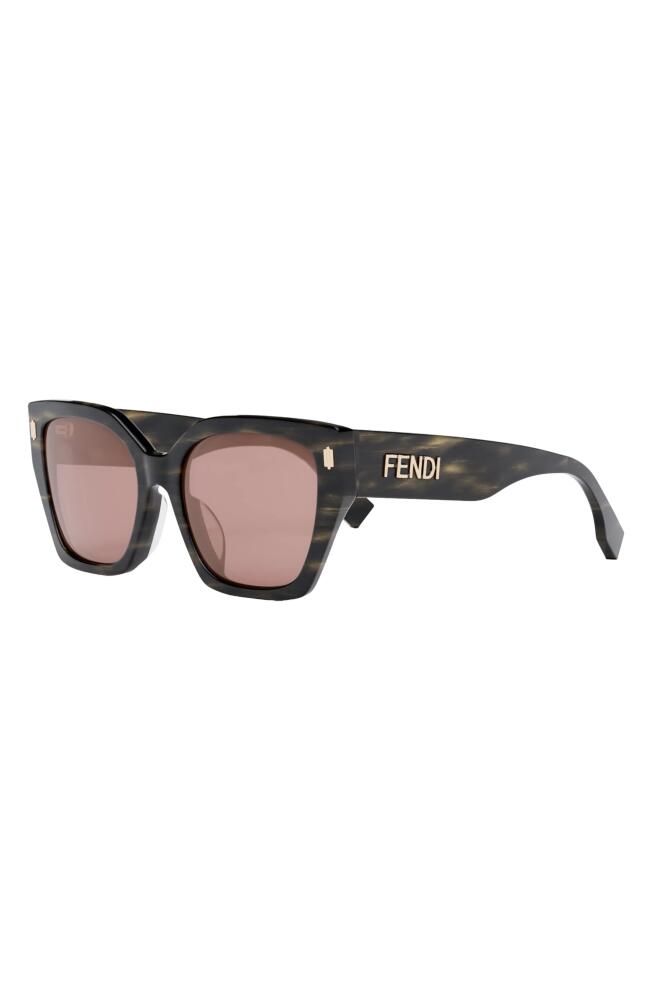 'Fendi Bold 54mm Geometric Sunglasses in Black Horn /Bordeaux Cover