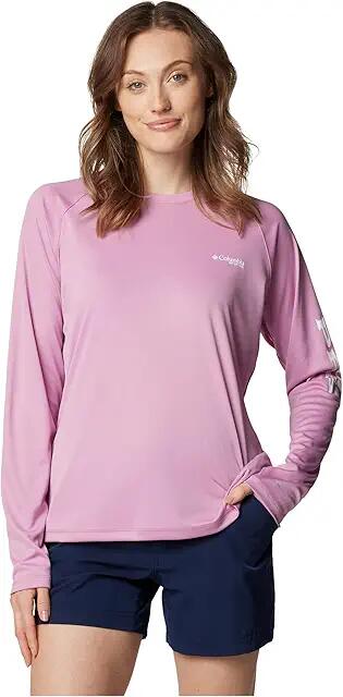 Columbia Tidal Tee II L/S (Minuet/Tiki Pink Logo) Women's Long Sleeve Pullover Cover