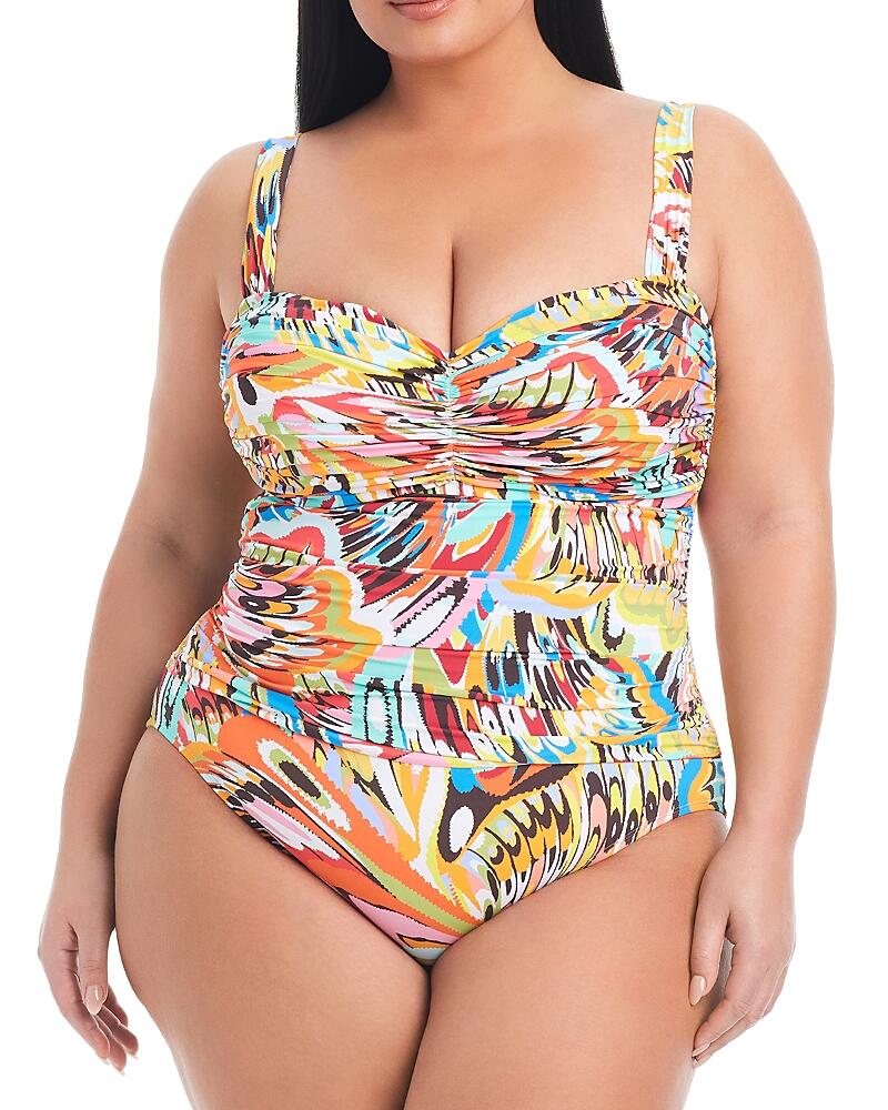 Bleu Rod Beattie Shirred One Piece Swimsuit Cover