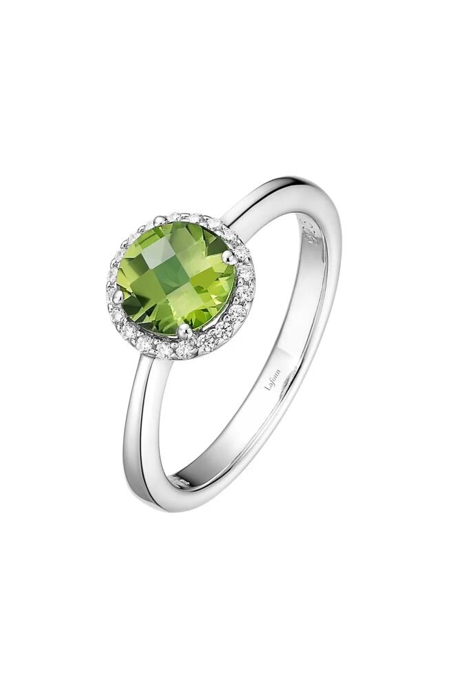 Lafonn Birthstone Halo Ring in August Peridot /Silver Cover