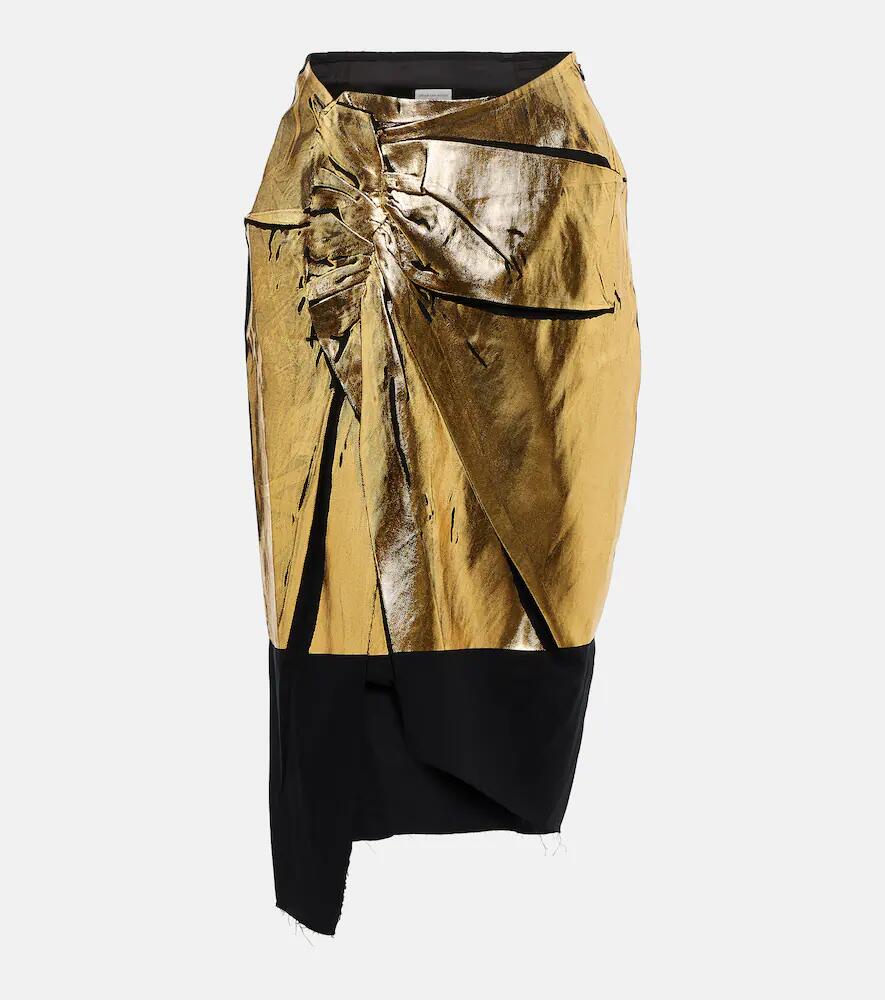 Dries Van Noten Sinam cotton and linen midi skirt Cover