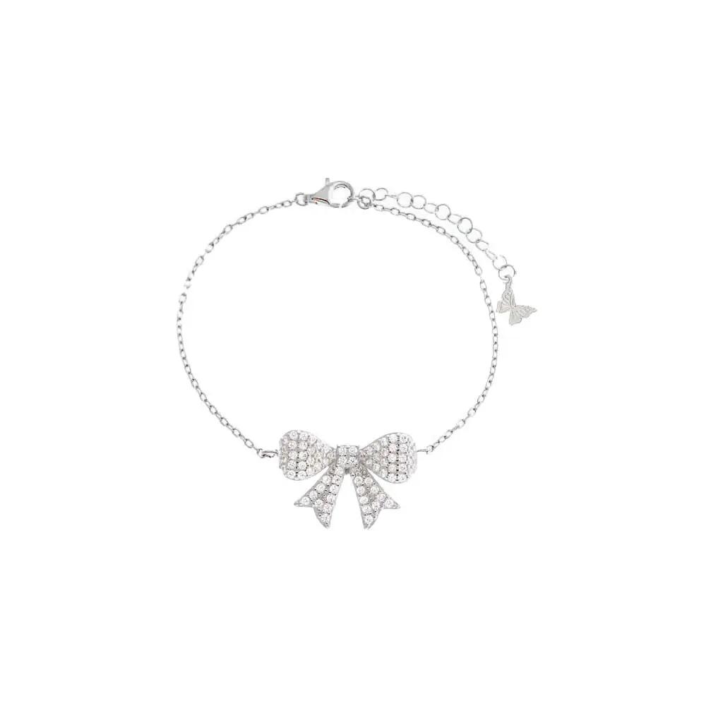 BY ADINA EDEN Mini Pave Bow Tie Bracelet in Silver Cover