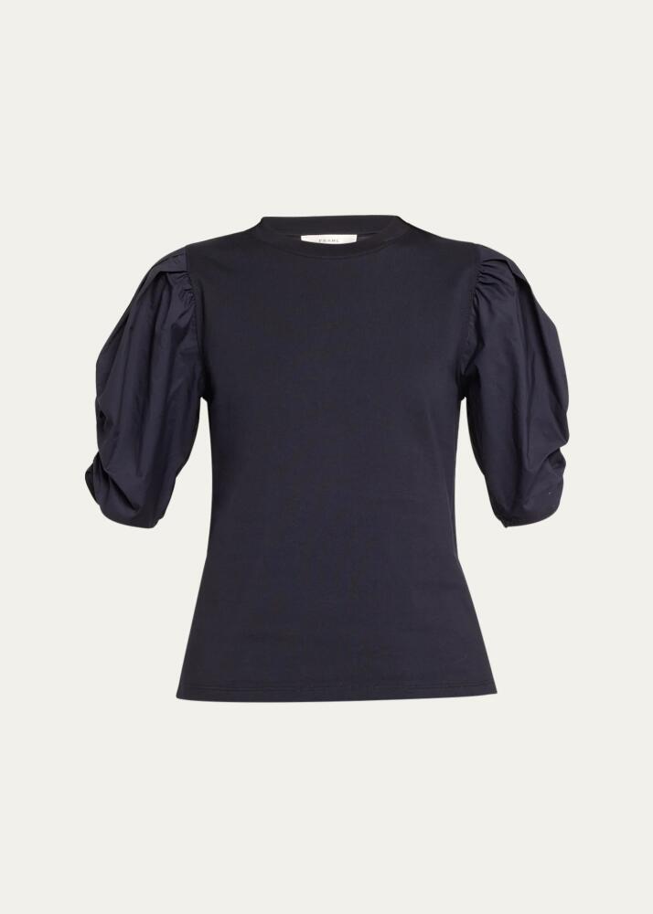 FRAME Pleated Puff-Sleeve Tee Cover