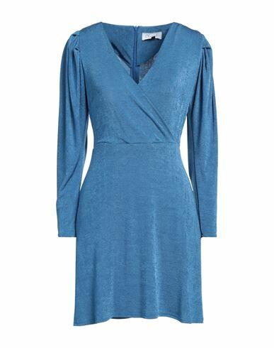 Closet Woman Mini dress Blue Polyester, Elastane Cover