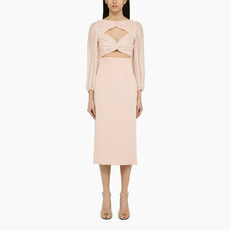 Costarellos Arwenne light pink silk midi dress Cover