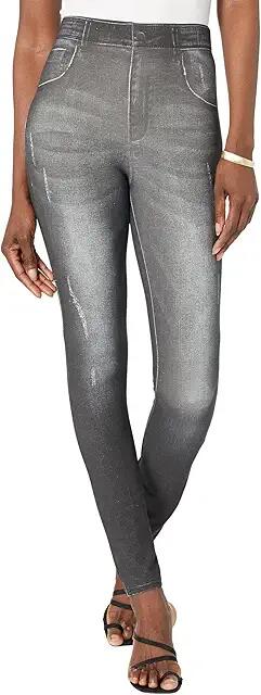 HUE Digital Printed Dream Denim Leggings (Black Indigo Wash) Women's Casual Pants Cover