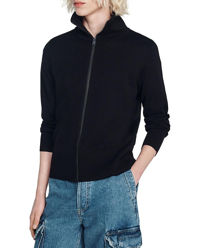 Sandro Zip Front Wool Cardigan Cover