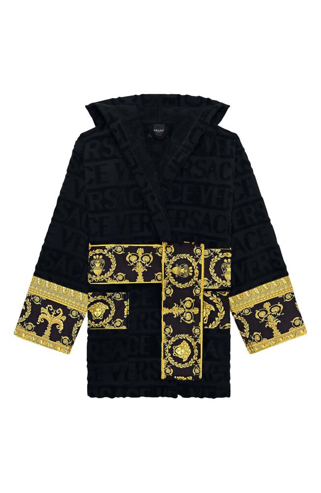 Versace Barocco Hooded Short Bathrobe in Black Cover